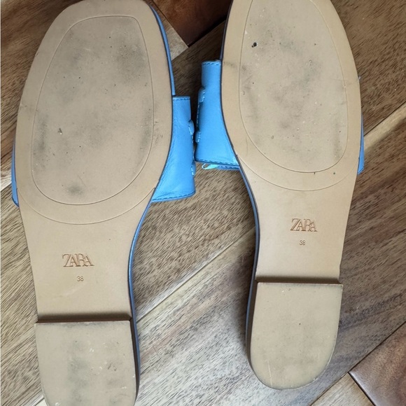 Zara Light Blue Slide Sandals - Picture 2 of 3